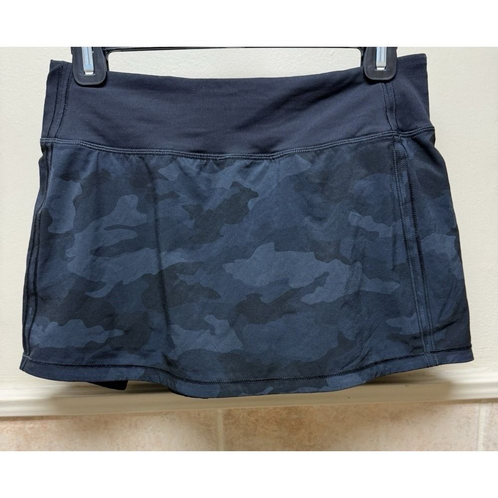 Lululemon Pace Rival Mid-Rise Skirt.Heritage 365 Camo Deep Coal Multi/Black.Sz 4 - Picture 3 of 15